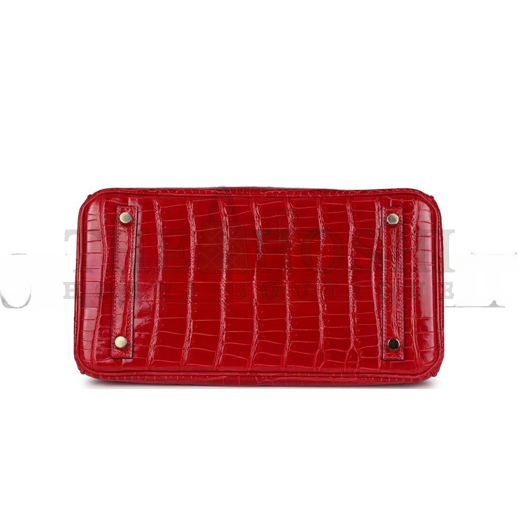H**me5 MASTER BIRKIN 30 BRAISE SHINY POROSUS CROCODILE GOLD HARDWARE (30*22*16cm) Master Quality